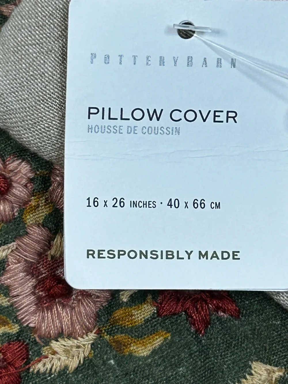 Pottery Barn Indira Embroidered Lumbar Pillow Cover 16x26 New